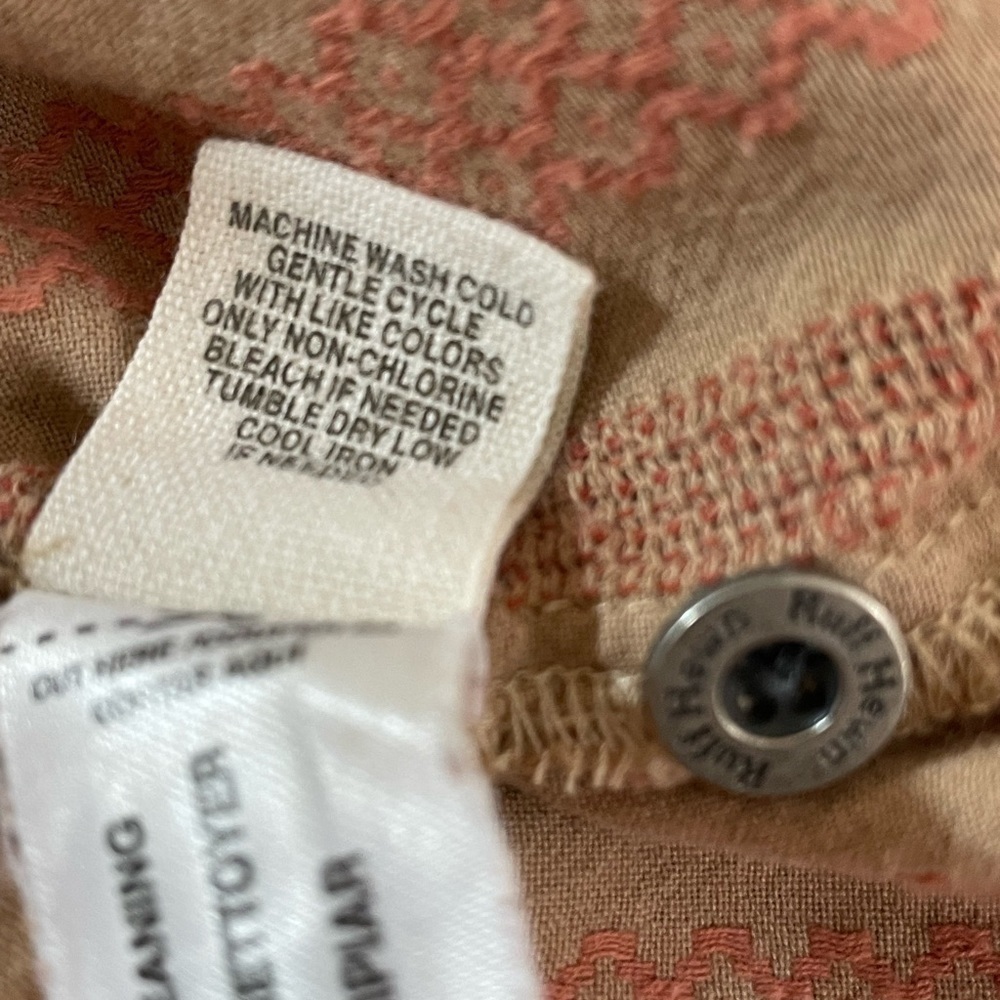 Ruff Hewn Tan/Orange Embroidered Striped Button Up Shirt Long Sleeve Medium - Picture 8 of 10